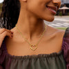 14K Yellow Gold Paperclip Chain Necklace with Heart Carabiner Clasp, view 3