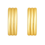 14K Yellow Gold Fancy Oval Triple Row Hoop Earrings, view 2