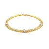 14k Two-Tone Gold Dual Wheat Chain Bracelet with Diamond Stations (3.75 mm)