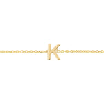 14K Yellow Gold Mini Initial K Bracelet, view 3