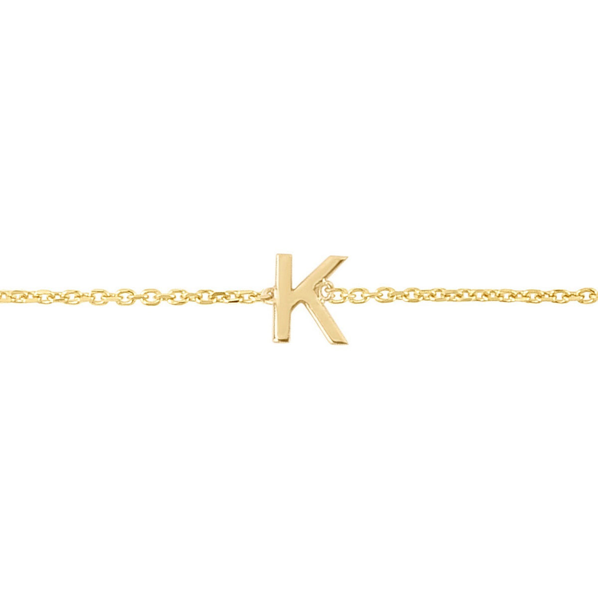 14K Yellow Gold Mini Initial K Bracelet, view 3