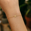 14K Yellow Gold Mini Initial K Bracelet, view 6