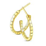 14K Yellow Gold Brick Omega Hoop Earrings, view 2