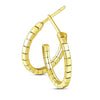 14k Yellow Gold Brick Omega Hoop Earrings