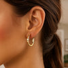 14k Yellow Gold Brick Omega Hoop Earrings