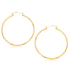 14k Yellow Gold Fancy Diamond Cut Extra Large Hoop Earrings (2x45mm)