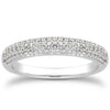 14k White Gold Triple Multi-Row Micro- Pave Diamond Wedding Ring Band