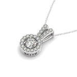 Round Pendant with Split Bail and Diamond Halo in 14K White Gold (3/4 cttw), view 2
