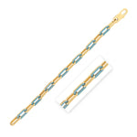 14K Yellow Gold Turquoise Paperclip Gem Link Bracelet (7.00 mm)