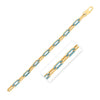 14K Yellow Gold Turquoise Paperclip Gem Link Bracelet (7.00 mm)