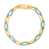 14K Yellow Gold Turquoise Paperclip Gem Link Bracelet (7.00 mm), view 2