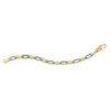 14K Yellow Gold Turquoise Paperclip Gem Link Bracelet (7.00 mm), view 3