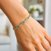 14K Yellow Gold Turquoise Paperclip Gem Link Bracelet (7.00 mm), view 7