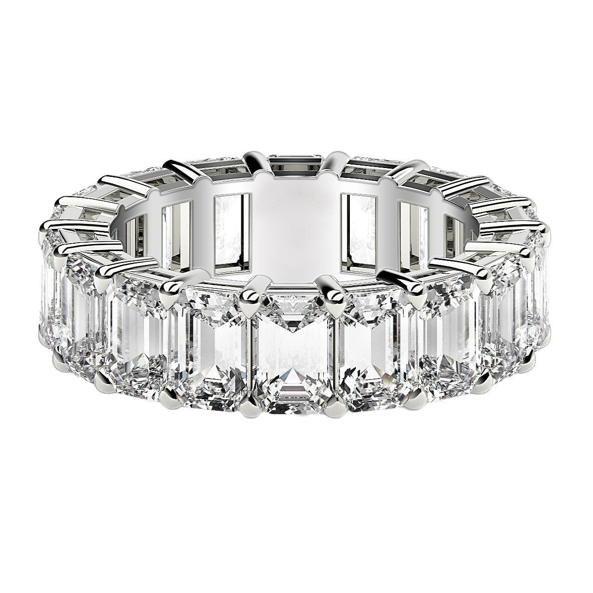 Emerald Cut Lab Grown Diamond Eternity Ring in 14K White Gold (8 cttw FG/VS2), view 2