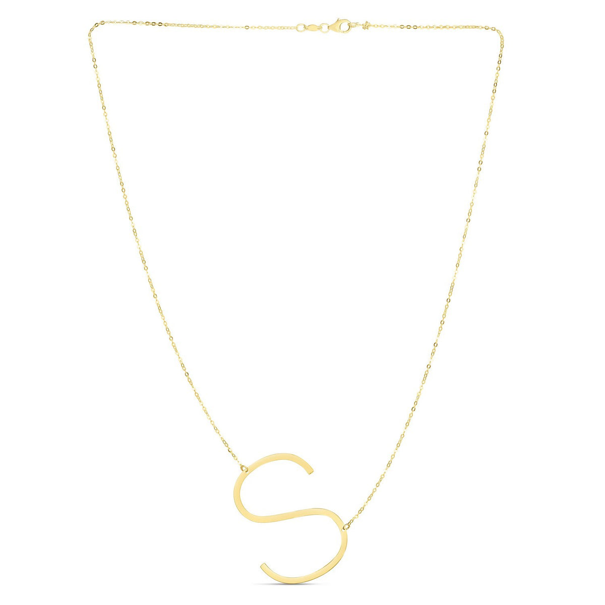 14K Yellow Gold Yours Truly Large Initial S Necklace, view 2
