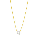 14K Yellow Gold Mini Diamond Q Initial Pendant Necklace