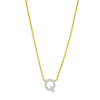 14K Yellow Gold Mini Diamond Q Initial Pendant Necklace, view 4