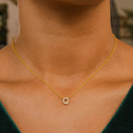 14K Yellow Gold Mini Diamond Q Initial Pendant Necklace, view 5