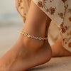14K Tri Color Gold Mariner Link Anklet, view 2