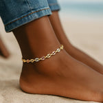 14K Tri Color Gold Mariner Link Anklet, view 3
