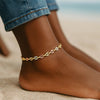 14K Tri Color Gold Mariner Link Anklet, view 3