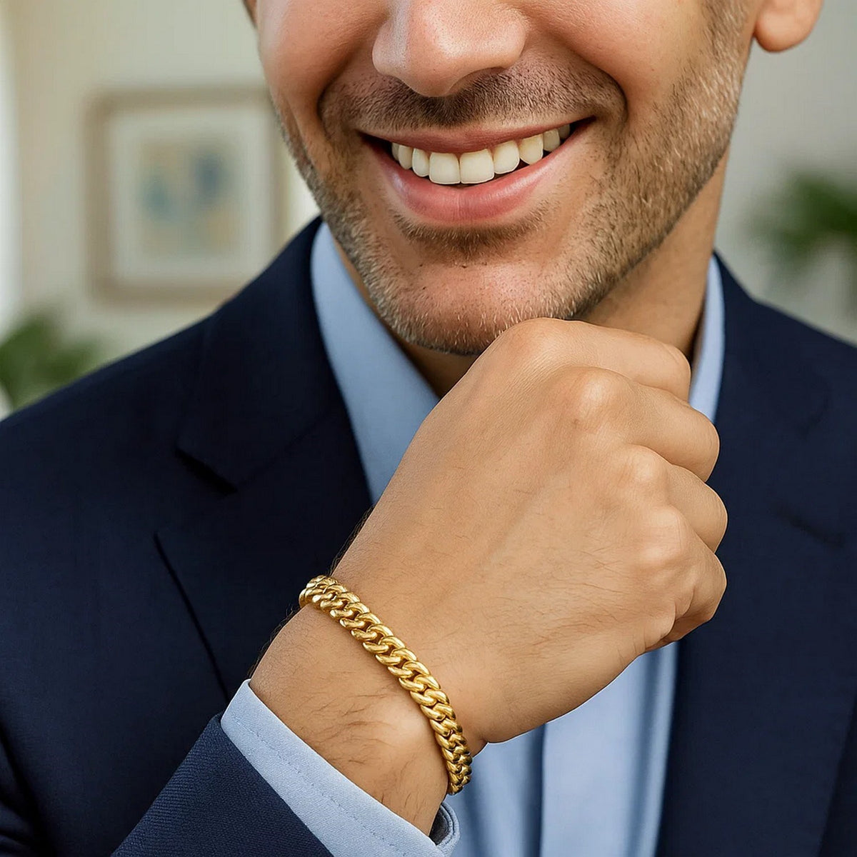 10K Yellow Gold Classic Miami Cuban Solid Bracelet (6.10 mm), view 3