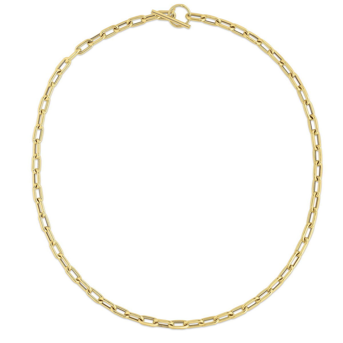 14K Yellow Gold Paperclip Toggle Link Necklace