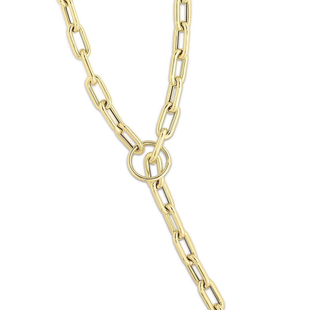 14K Yellow Gold Paperclip Toggle Link Necklace, view 3