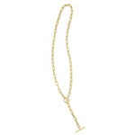 14K Yellow Gold Paperclip Toggle Link Necklace, view 4