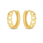 14K Yellow Gold Curb Huggie Hoop, view 2