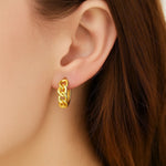 14K Yellow Gold Curb Huggie Hoop, view 3