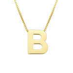 14K Yellow Gold Yours Truly Block Letter Initial B Necklace, view 2