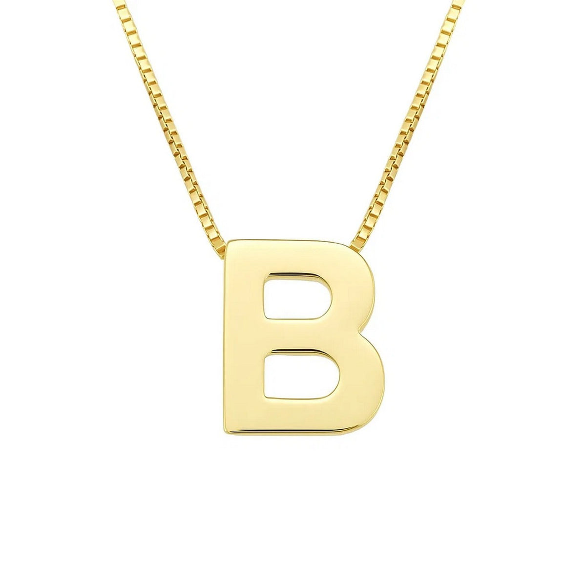 14K Yellow Gold Yours Truly Block Letter Initial B Necklace, view 2