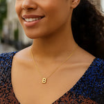 14K Yellow Gold Yours Truly Block Letter Initial B Necklace, view 3