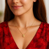 14K Yellow Gold Yours Truly Block Letter Initial B Necklace, view 4
