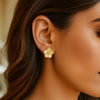 14K Yellow Gold Textured Daisy Earrings, view 3
