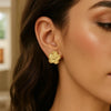 14K Yellow Gold Textured Daisy Earrings, view 4