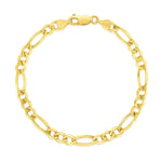 10K Yellow Gold Solid Figaro Bracelet (4.50 mm), view 2