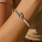 Sterling Silver Rhodium Plated Pearl Pearl Curb Toggle Bracelet (4.50 mm), view 5
