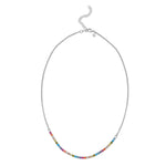 Sterling Silver Rhodium Plated Rainbow CZ Necklace, view 2