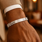 Sterling Silver Rhodium Plated Railroad Chain ID Bracelet, view 7