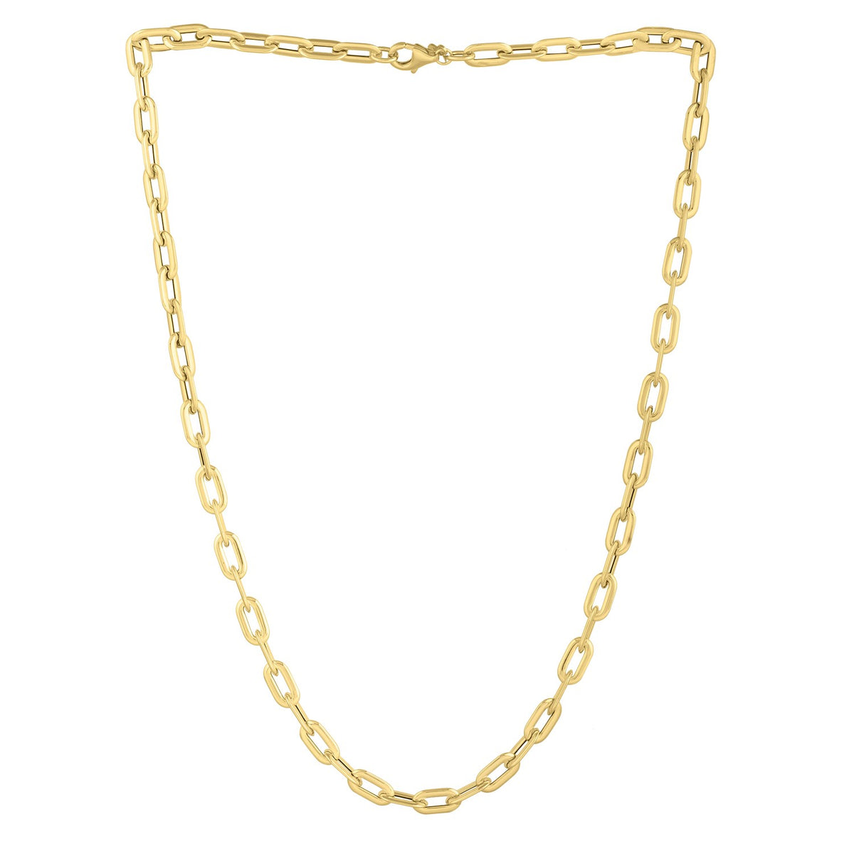 Oval Domed Paperclip Necklace in 14K Yellow Gold (5.30 mm), view 2