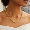 Oval Domed Paperclip Necklace in 14K Yellow Gold (5.30 mm), view 4