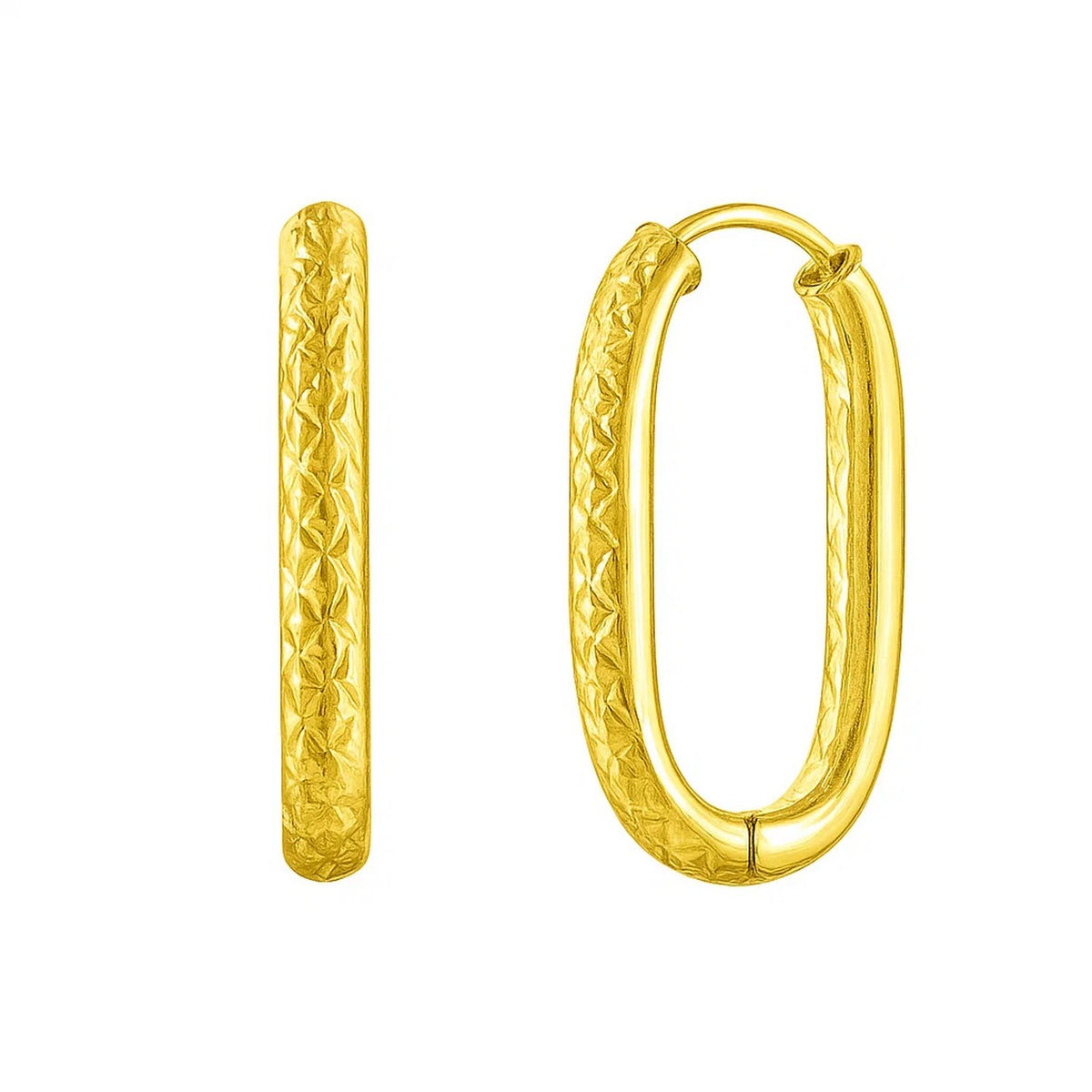 Endless Engraved Paperclip Hoop Earrings in 14K Yellow Gold, view 2