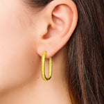 Endless Engraved Paperclip Hoop Earrings in 14K Yellow Gold, view 3