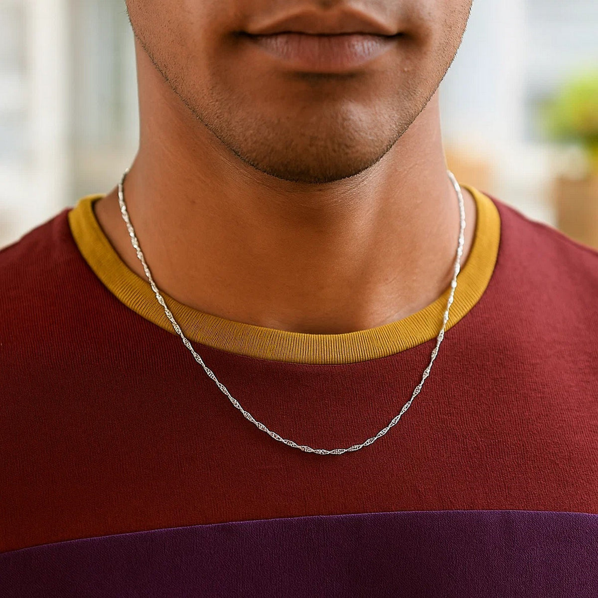 14k White Gold Singapore Chain (1.30 mm) (Style 48171), view 7
