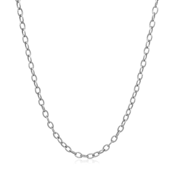 14k White Gold Pendant Chain with Textured Links (2.30 mm)