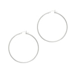 Rhodium Plated Hoop Earrings in Sterling Silver (2x50.00 mm)