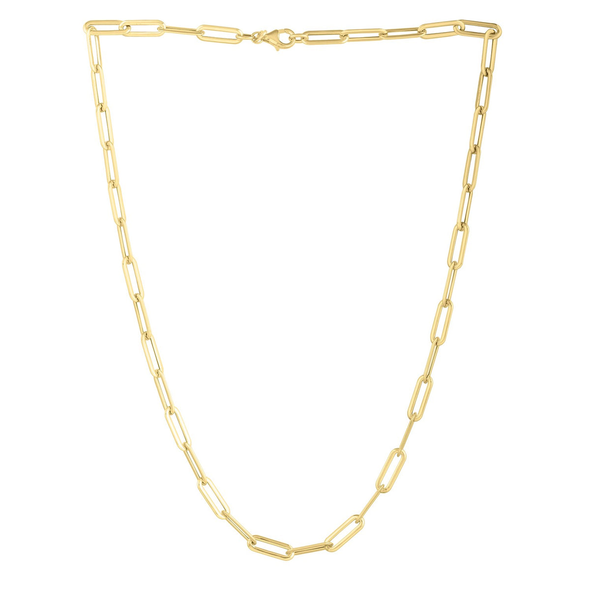 Long Domed Paperclip Necklace in 14K Yellow Gold (4.80 mm), view 2