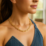 Long Domed Paperclip Necklace in 14K Yellow Gold (4.80 mm), view 3